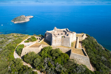 Fototapeta na wymiar Star shaped castle fortification on Italian mediterranean coastline