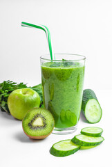 smoothies made from fresh vegetables, fruits and berries. a green drink that is good for your health. body cleansing 