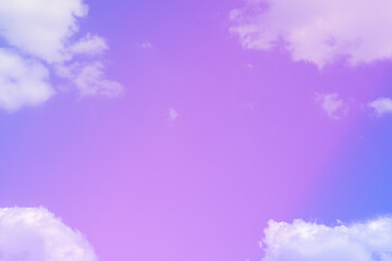 soft pastel with fluffy clouds four corner on sky. multi color beauty rainbow image. love pink light.