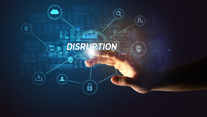 Hand touching cybersecurity button concept