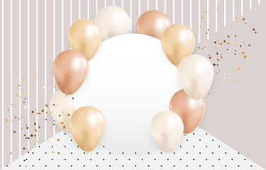 Fototapeta na wymiar Abstract background with realistic balloons frame confetti