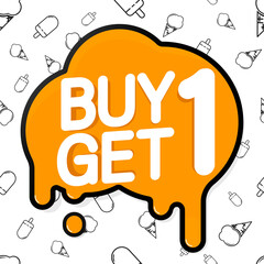 Buy 1 Get 1 Free. Summer Sale poster design template, bogo offer. Promotion banner for shop or online store, spend up and save more, vector illustration.