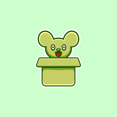 cute mouse illustration in cardboard in cartoon style
