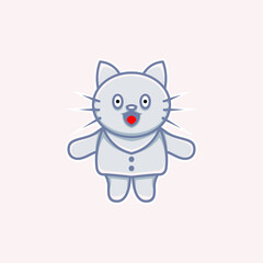 cute cat illustration wearing clothes in cartoon style