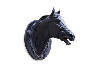 Fototapeta na wymiar Horse head black sculpture isolated on white background