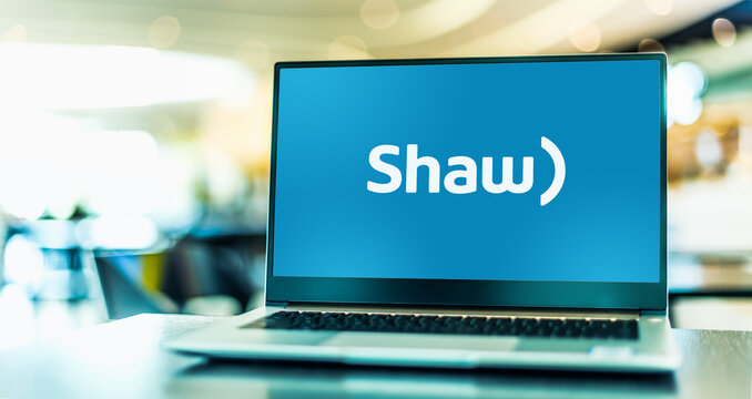 Laptop Computer Displaying Logo Of Shaw Communications