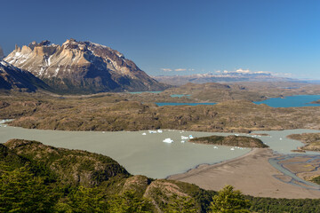 beautiful view over patagonian landscape at Torres del Paine national park, Chile