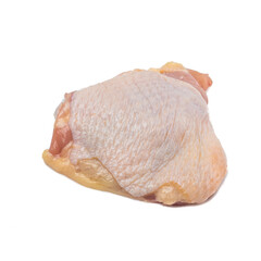 Raw chicken thigh chunks isolated on white background.food concept for advertising