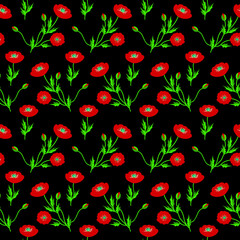 
Poppies on field seamless pattern.