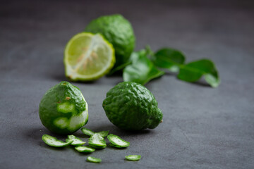 Bergamot on black background