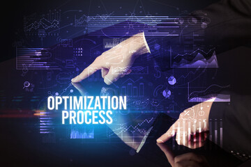 Businessman touching huge screen concept