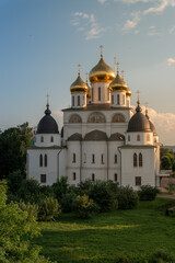 Fototapeta na wymiar Uspensky Cathedral in Dmitrov near Moscow, Russia, in a park