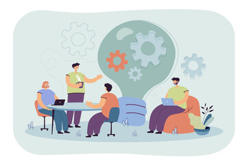 Creative Office Workers Discussing Ideas Team Isolated Flat Illustration Cartoon Illustration