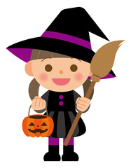 ハロウインの仮装をする子供