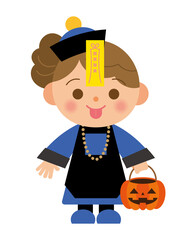 ハロウインの仮装をする子供