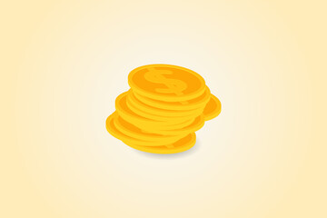 Vector pile of dollar coins. Vector illustration