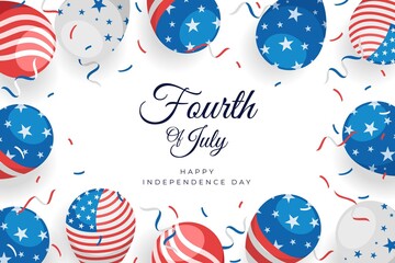 Flat 4th July Independence Day Balloons Background_4