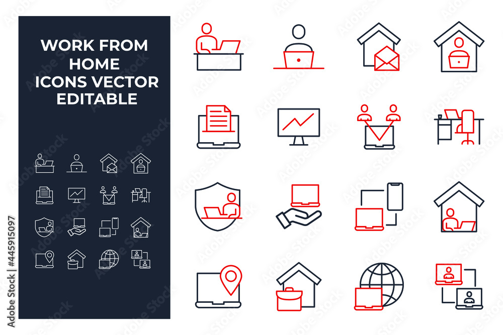 Poster set of freelance and work at home elements symbol template for graphic and web design collection log