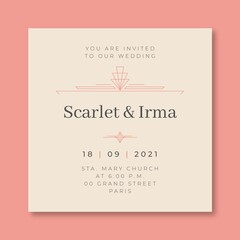 Elegant Duotone Scarlet Irma Wedding Invitation