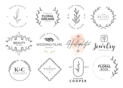 Beauty Logotype Collection With Floral Ornaments