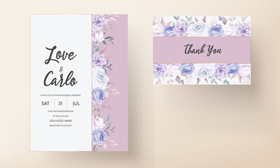 Beautiful Wedding Invitation Card With Purple Flowers_4