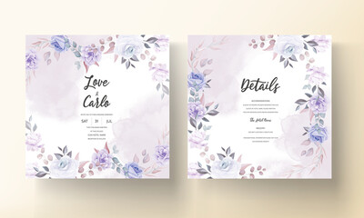 Beautiful Wedding Invitation Card With Purple Flowers_2