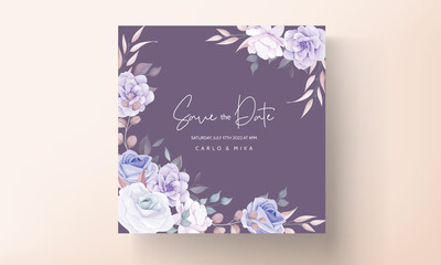 Beautiful Wedding Invitation Card With Purple Flowers_