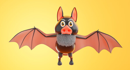 bat flying with halloween concept on orange background