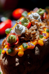 Homemade baked stuffed potato with organic