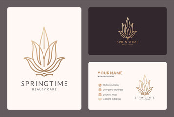 monogram flower logo and business card design.