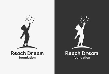 reach dream logo design with child and star element.