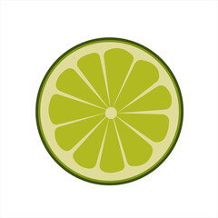 Lemons. Green lemon. Lime. Isolated on a white background. Whole and lobules. Citrus. Vector