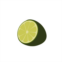 Lemons. Green lemon. Lime. Isolated on a white background. Whole and lobules. Citrus. Vector