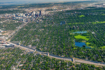 Aerial view of Denver and surrounding areas and I70