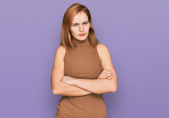 Young caucasian woman wearing casual clothes skeptic and nervous, disapproving expression on face...