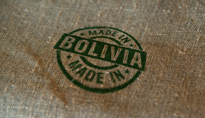 Fototapeta na wymiar Made in Bolivia stamp and stamping