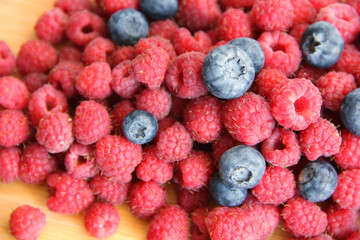 raspberries and blueberries
