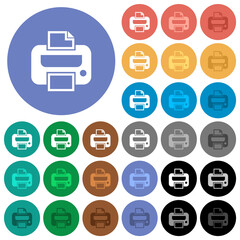 Fototapeta na wymiar Printer round flat multi colored icons