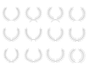 Illustrations  of laurel wreaths on a white background	
