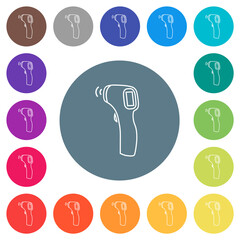 Contactless thermometer flat white icons on round color backgrounds