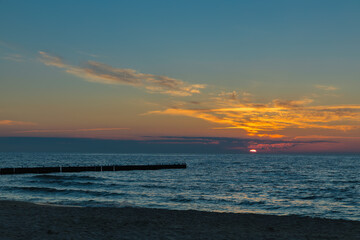 sky colors after sunset, seaside beach