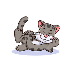 Cat lying down cartoon. Animal Vector