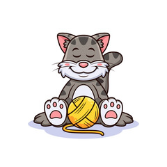 Cat with wool yarn cartoon. Animal Vector