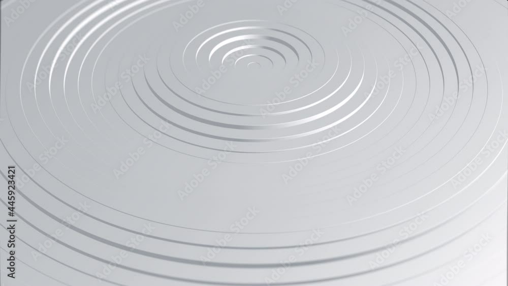 Poster animation of abstract white geometric background. radial 3d waves and circles. modern elegant style 