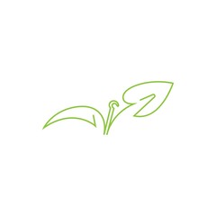 Green leaf, natural leaf icon logo design template