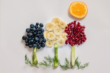 food creative ideas, full of vitamins, trees made from fruits, breakfast for children