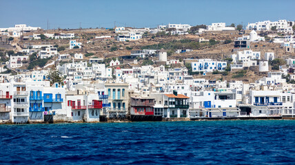 Mykonos island Cyclades Greece. Chora cityscape and Little Venice