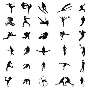 collection of sports activities png vector isolated on white background