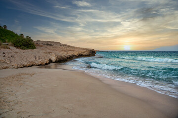 Fototapeta na wymiar Ayia Napa evening beach, Cyprus.
