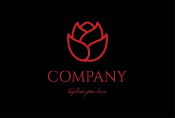 Elegant Simple Minimalist Red Rose Flower Cosmetic Beauty Spa Logo Design Vector